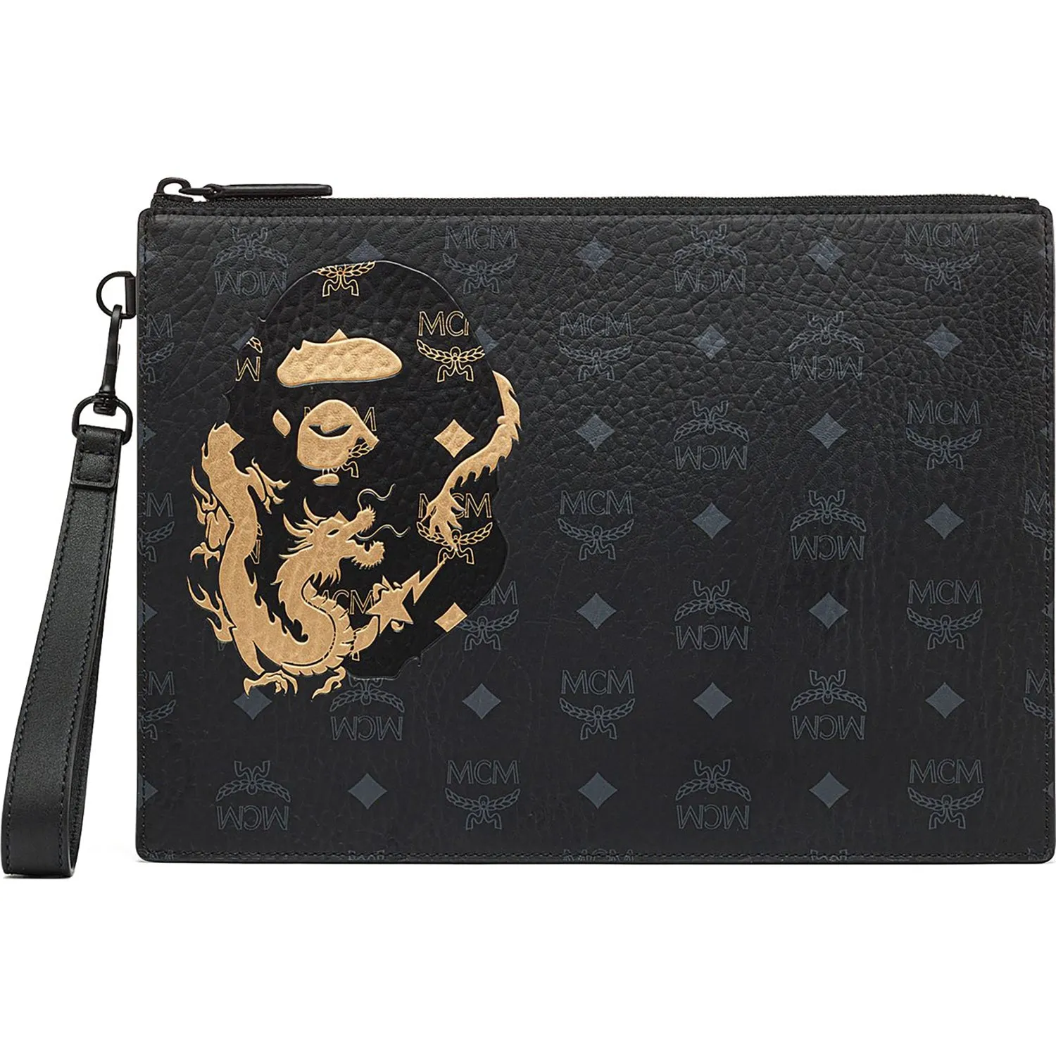 BAPE X MCM FLAT POUCH