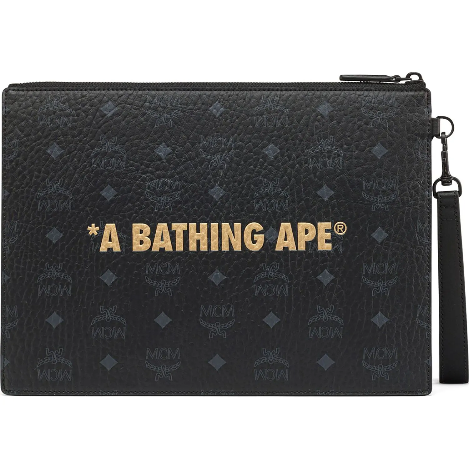 BAPE X MCM FLAT POUCH