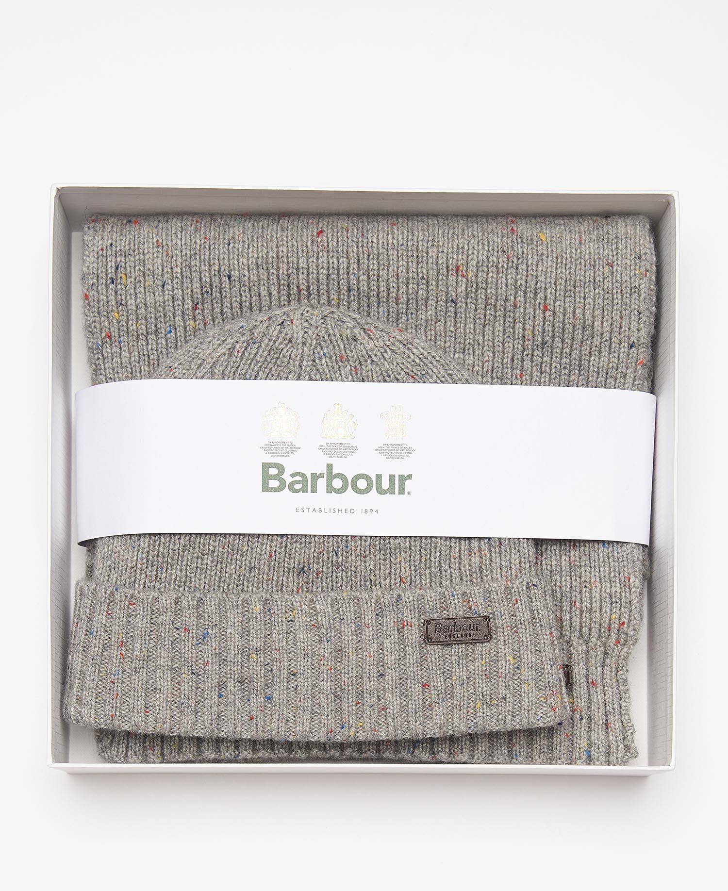 Barbour Mens 'Carlton Fleck' Beanie & Scarf Gift Set