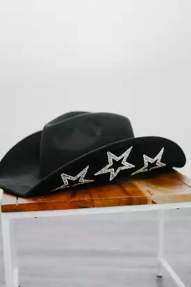 Black Glitz Star Cowgirl Hat