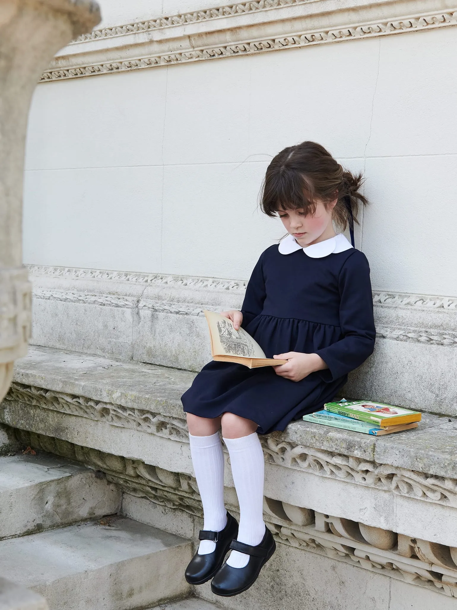 Black Leather Girl Classic School Shoes