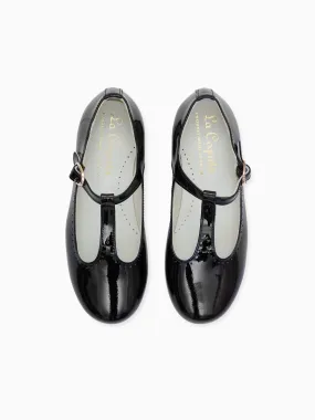 Black Patent Girl T-Bar Shoes