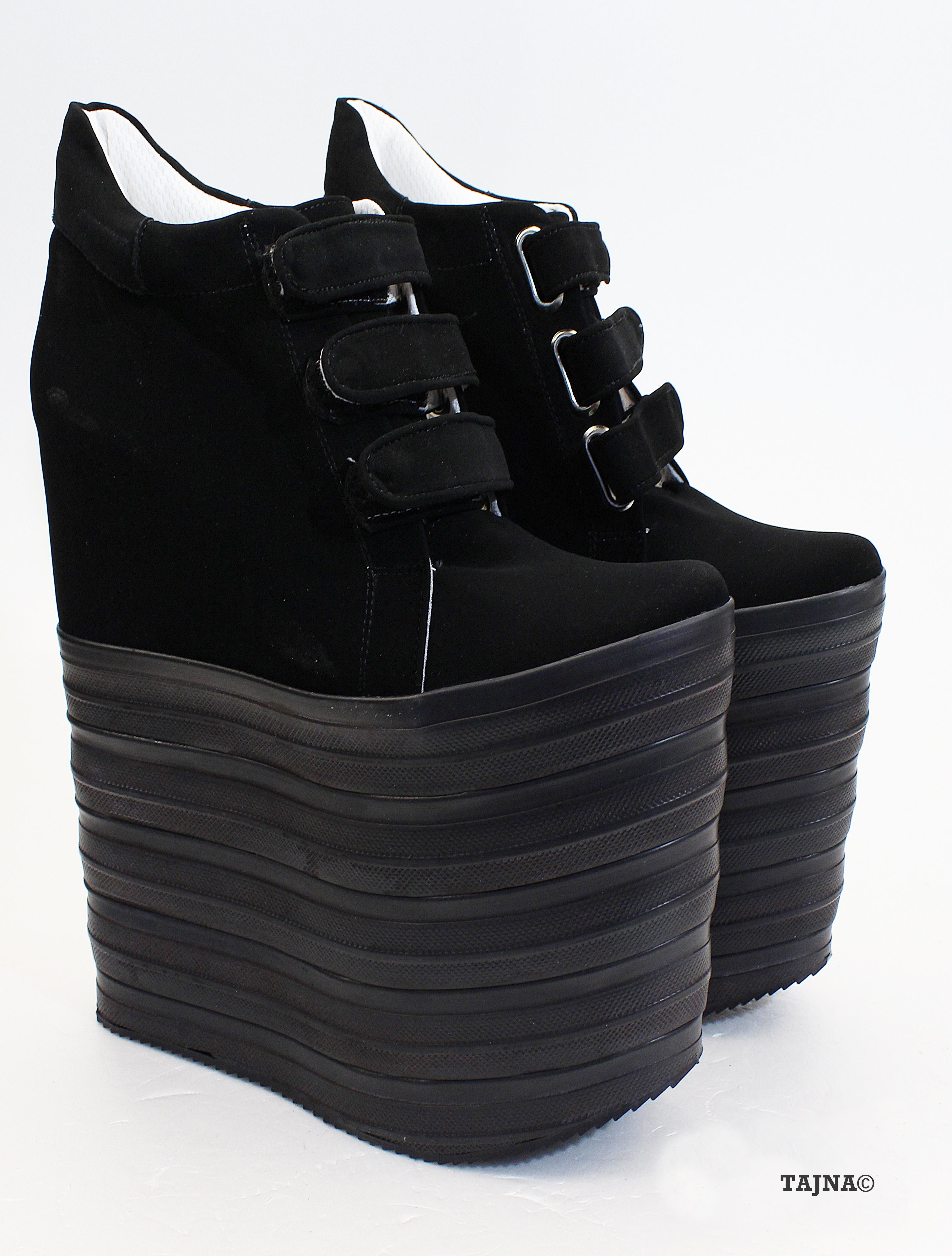 Black Sport Style 18-22 cm Platform Wedge Shoes