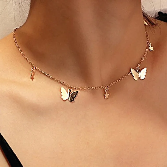 Butterfly Neck Pendants Women's Choker