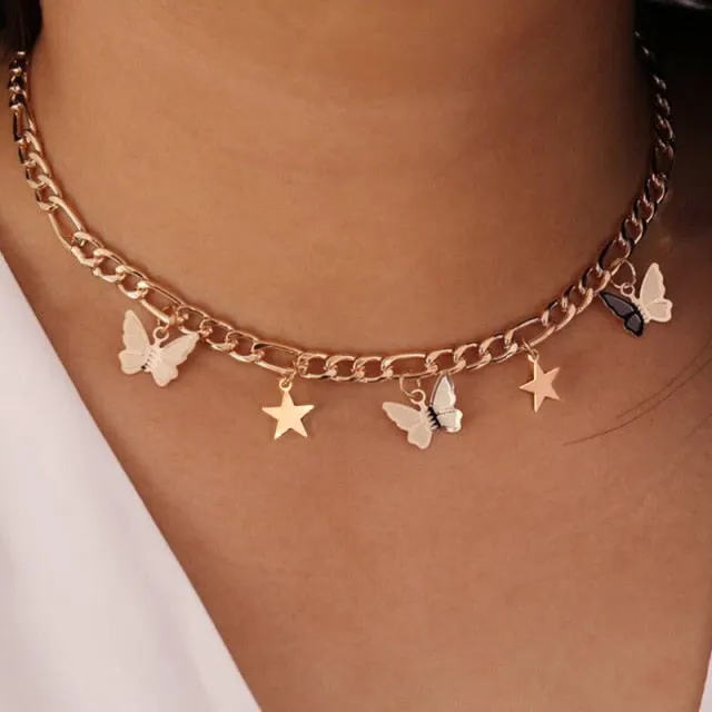 Butterfly Neck Pendants Women's Choker