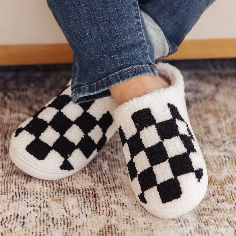 Checked Out Slippers in Black