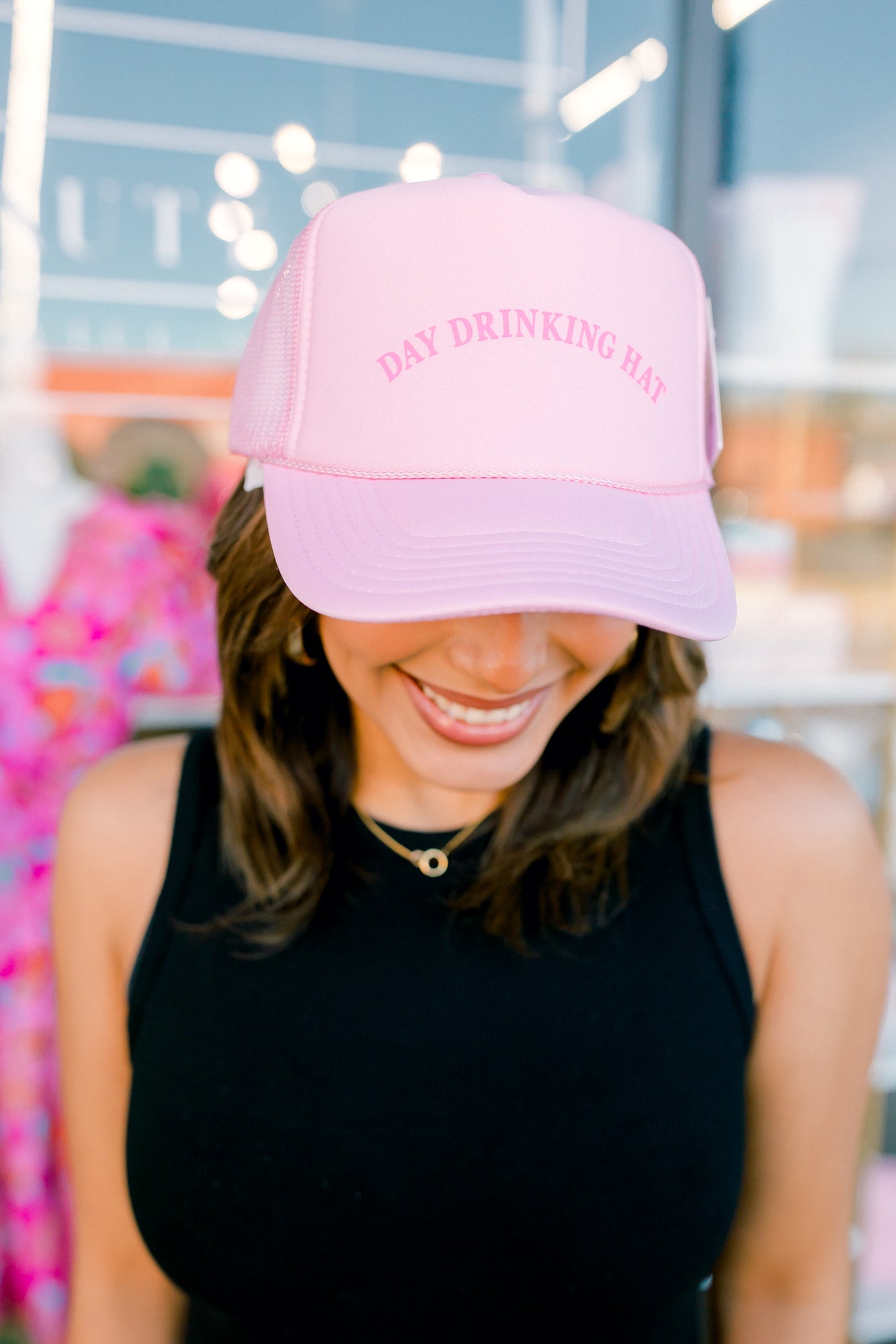 Day Drinking Trucker Hat - Pink