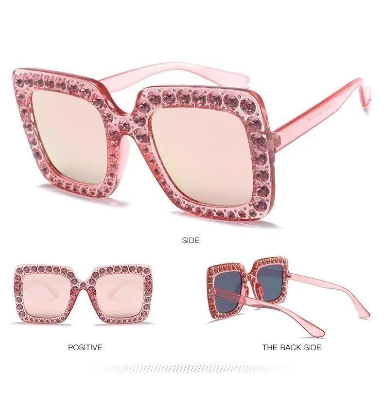 Diamond Square Plastic Mirror Lens UV400 Gradient Sunglasses for Women