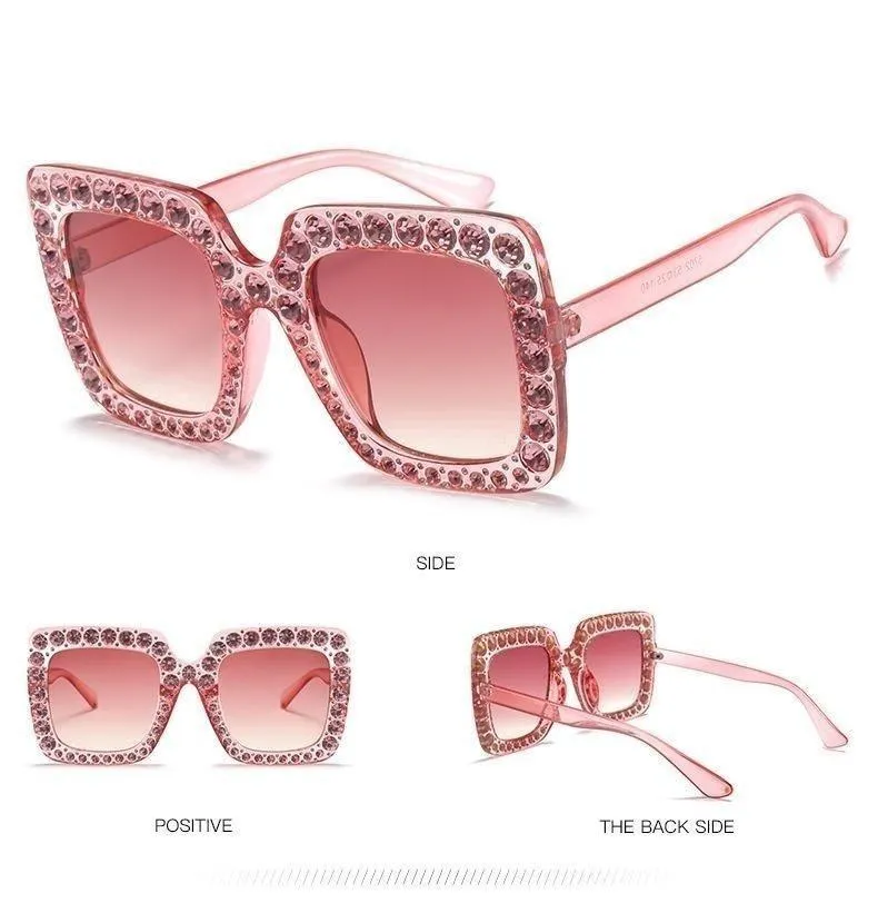 Diamond Square Plastic Mirror Lens UV400 Gradient Sunglasses for Women