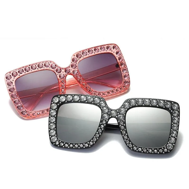 Diamond Square Plastic Mirror Lens UV400 Gradient Sunglasses for Women