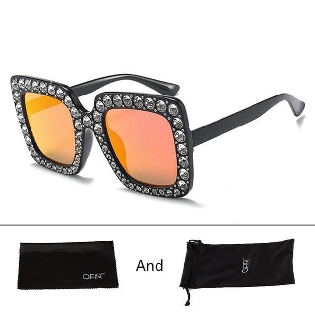 Diamond Square Plastic Mirror Lens UV400 Gradient Sunglasses for Women