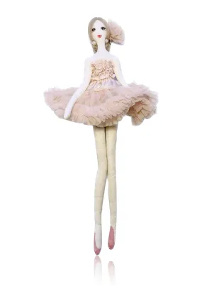 DOLLY FASHION BALLERINA RAG DOLL LOW HAIR KNOT BALLET PINK