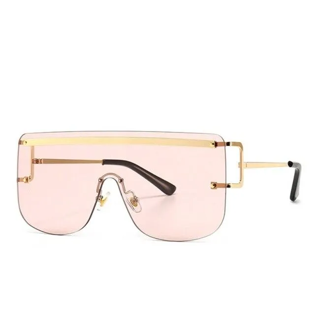 Elegant Women's Oversized Gradient Rimless Rectangle Sunglasses