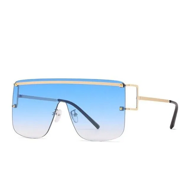 Elegant Women's Oversized Gradient Rimless Rectangle Sunglasses