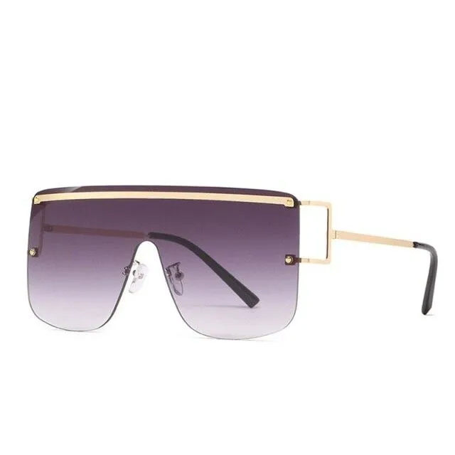 Elegant Women's Oversized Gradient Rimless Rectangle Sunglasses