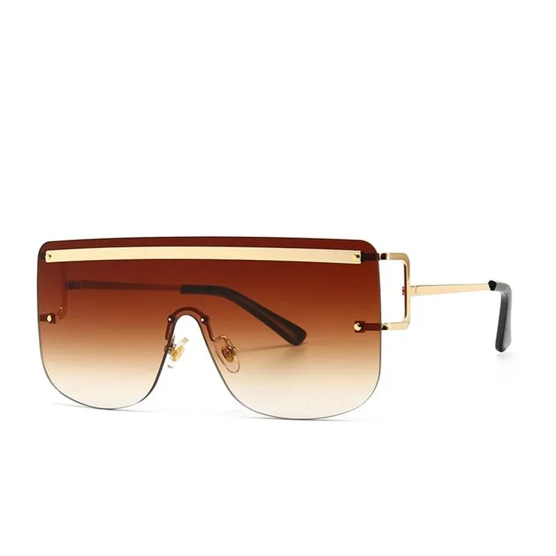 Elegant Women's Oversized Gradient Rimless Rectangle Sunglasses