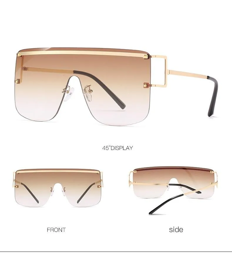 Elegant Women's Oversized Gradient Rimless Rectangle Sunglasses