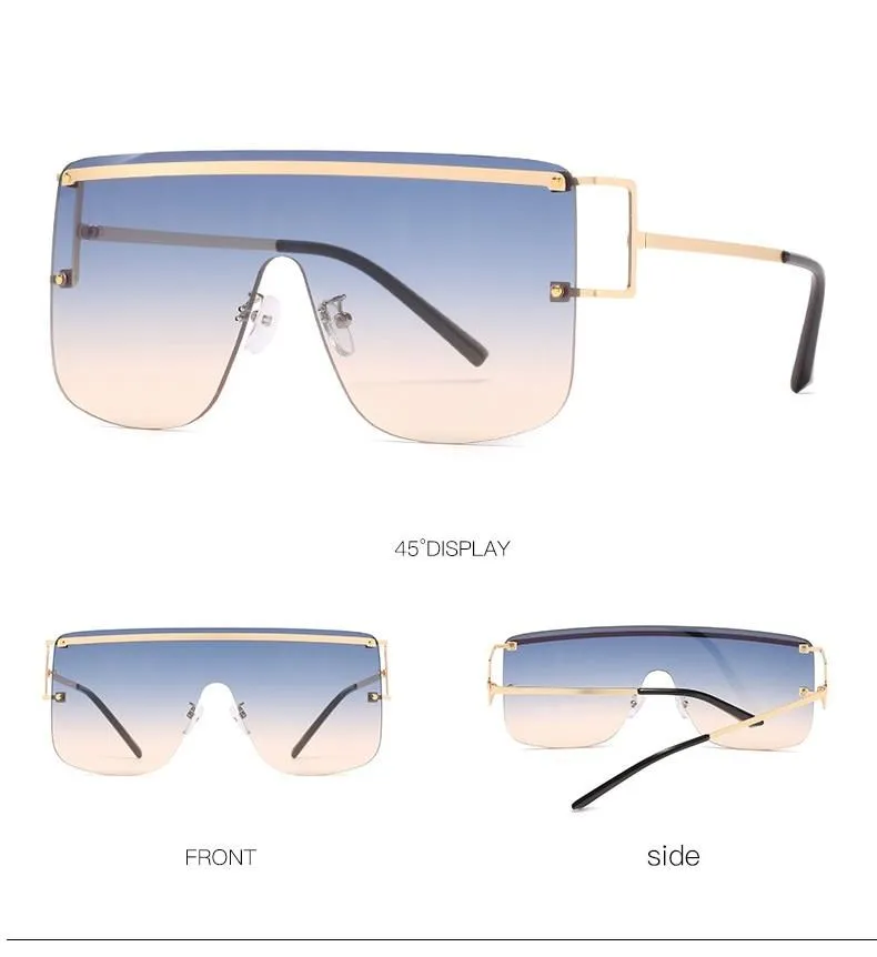 Elegant Women's Oversized Gradient Rimless Rectangle Sunglasses