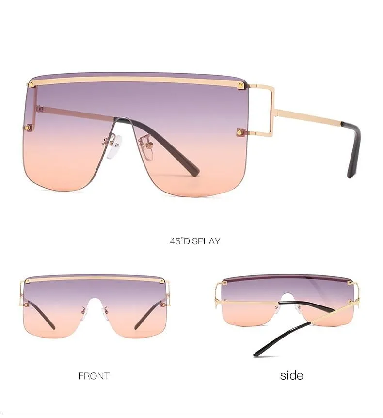 Elegant Women's Oversized Gradient Rimless Rectangle Sunglasses