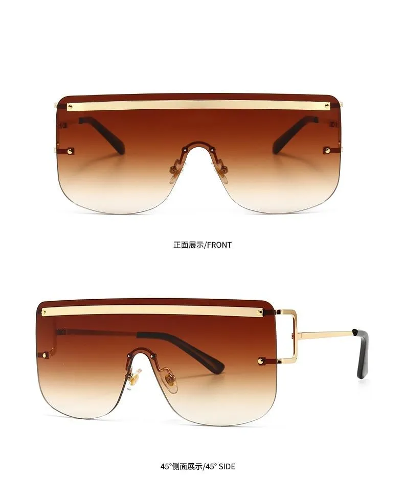 Elegant Women's Oversized Gradient Rimless Rectangle Sunglasses