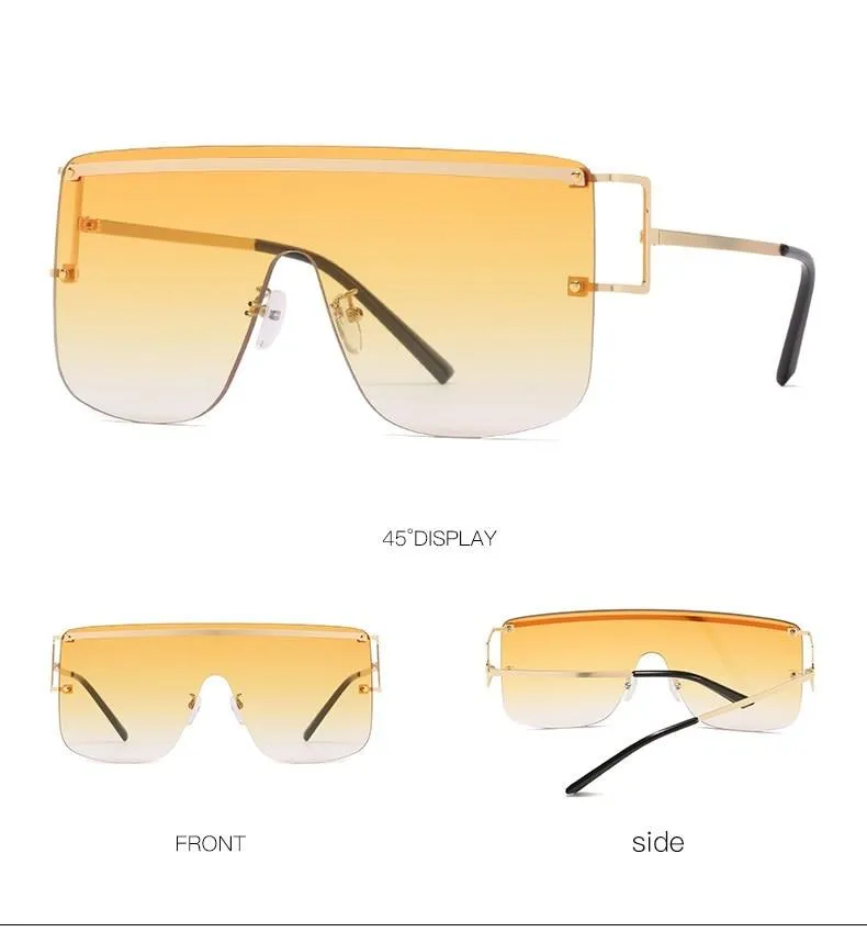 Elegant Women's Oversized Gradient Rimless Rectangle Sunglasses