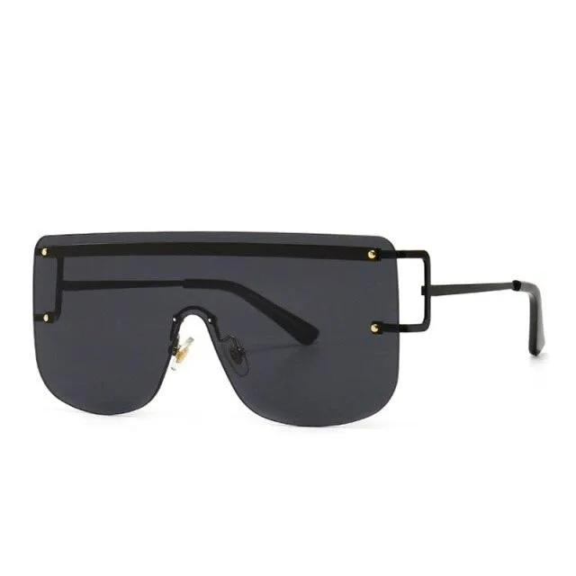 Elegant Women's Oversized Gradient Rimless Rectangle Sunglasses