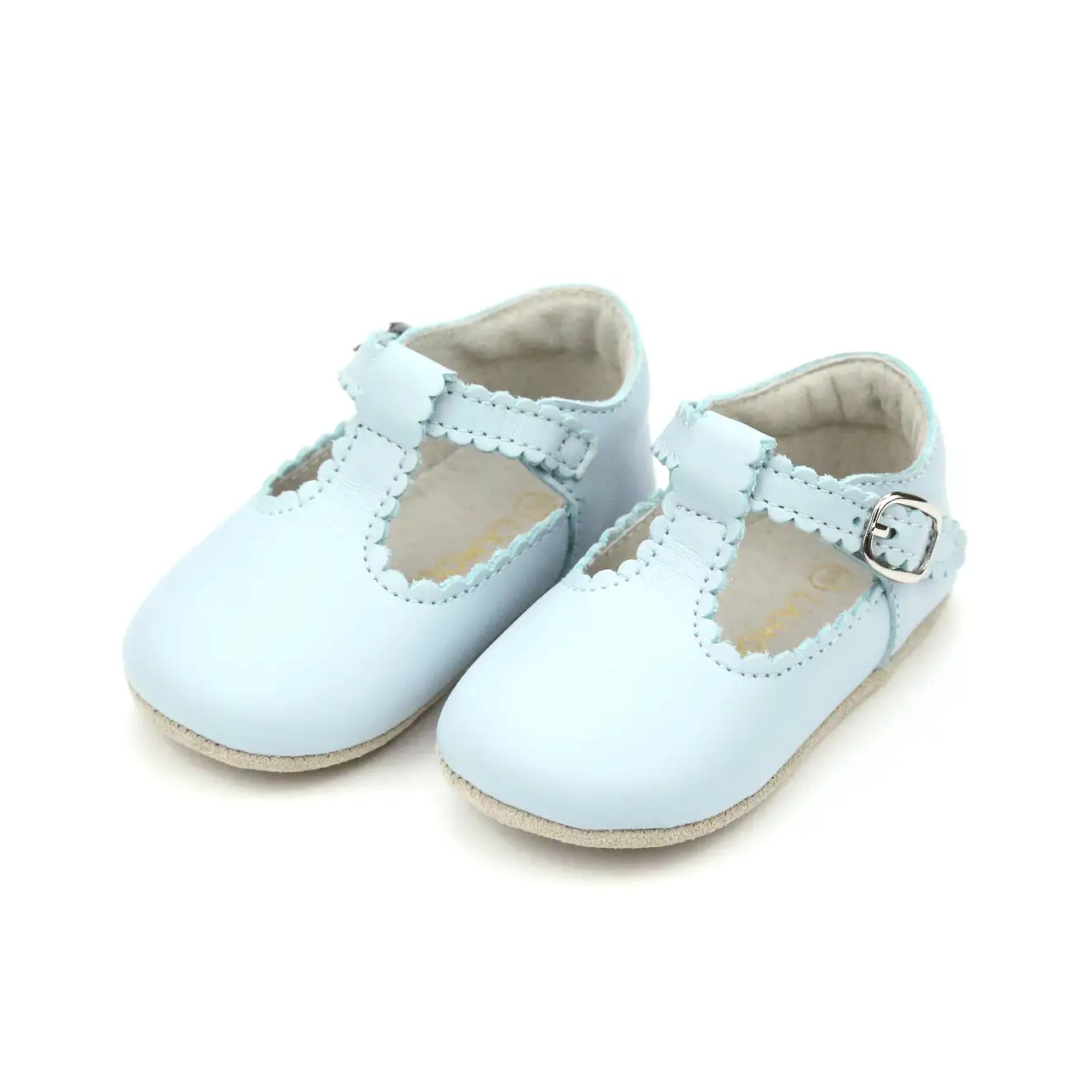 Elodie Girls Scalloped T-Strap Mary Jane Crib Shoe (Infant)