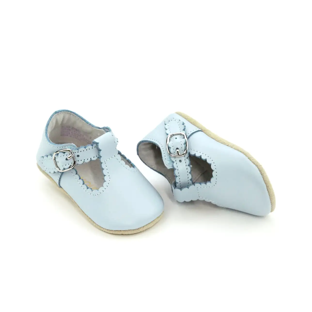 Elodie Girls Scalloped T-Strap Mary Jane Crib Shoe (Infant)