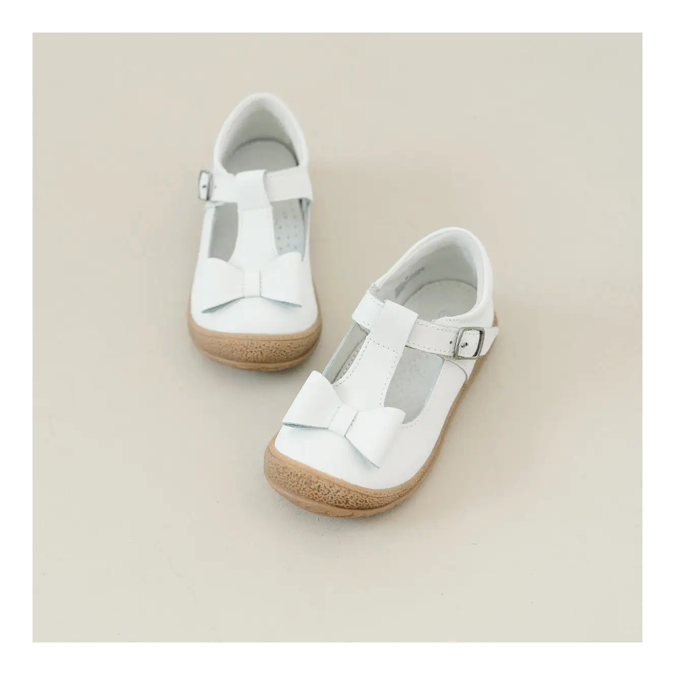 Emma Classic White Bow T-Strap Mary Jane