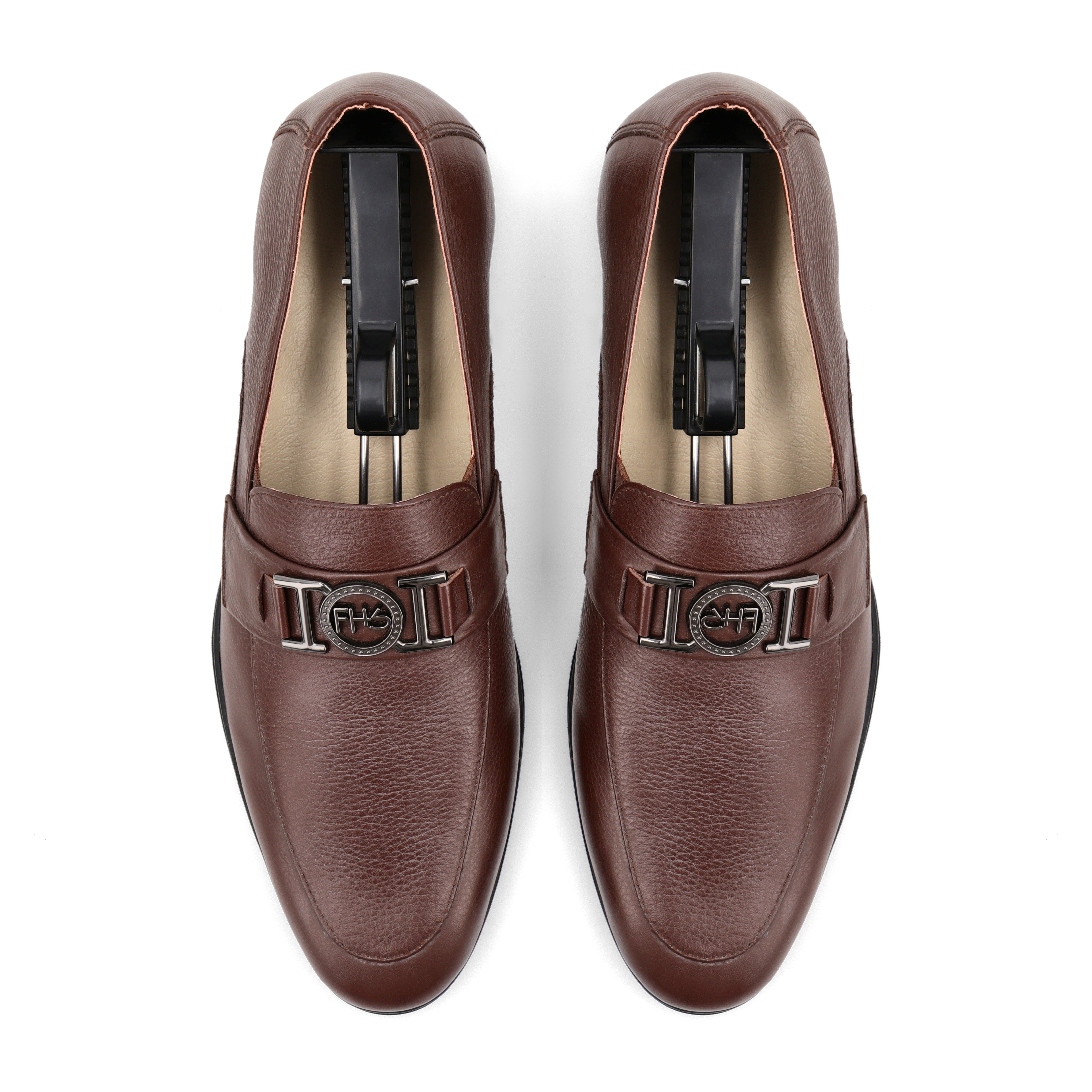 FHS Gun Metal Buckled Loafers - Brown