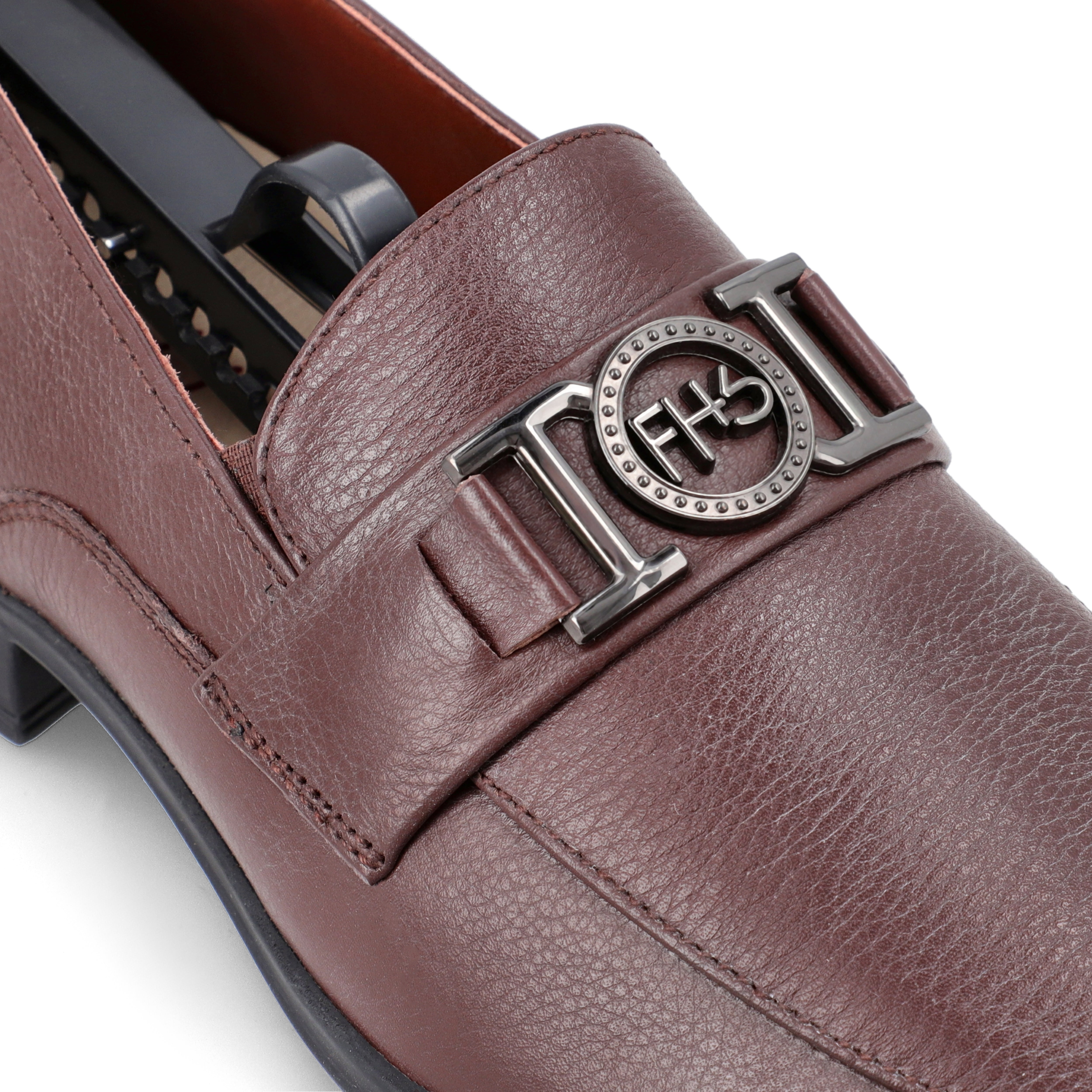 FHS Gun Metal Buckled Loafers - Brown