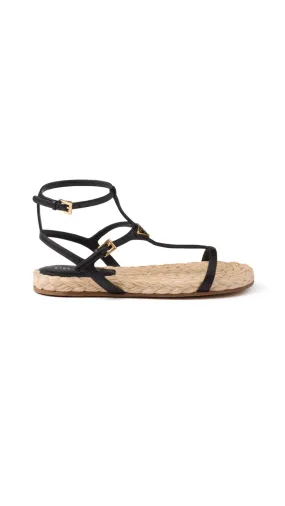 Flat Nappa Leather Sandals - Black