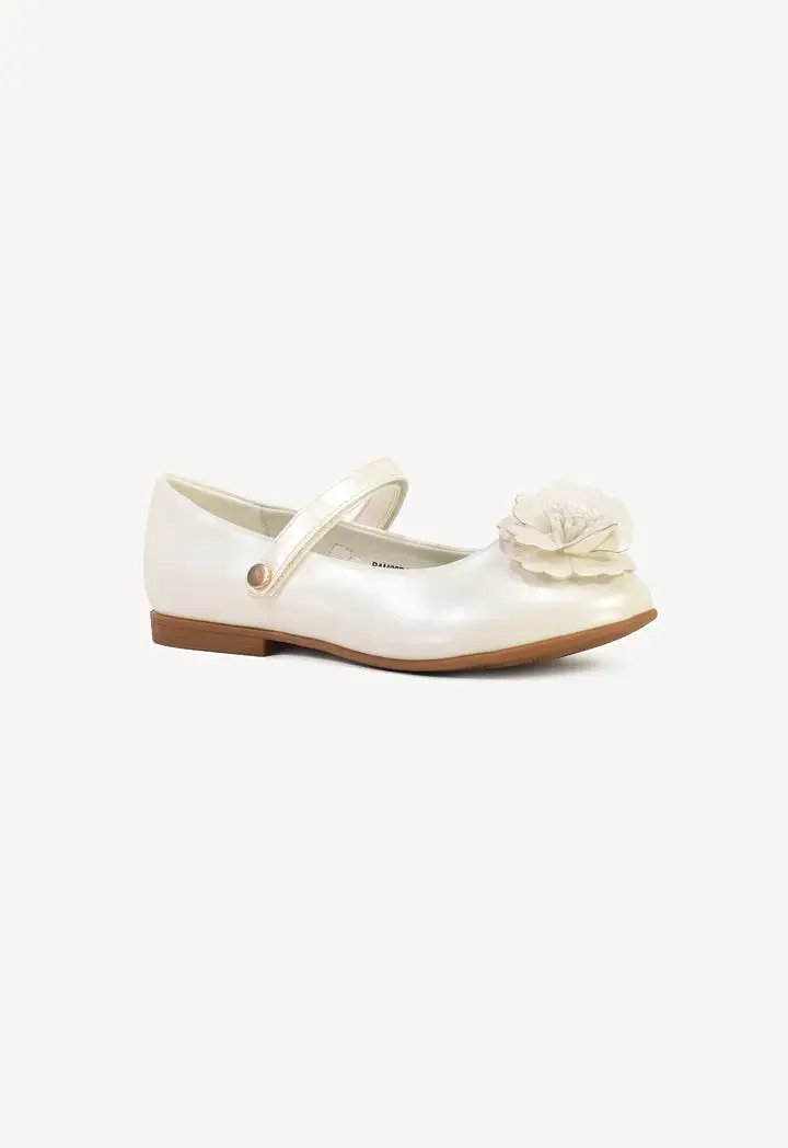 Flower Velcro Pu Leather Flat Shoes