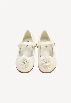 Flower Velcro Pu Leather Flat Shoes