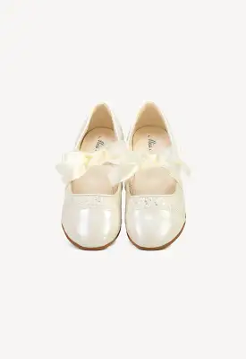 Glittery Embellished With Satin Ribbon Shoes