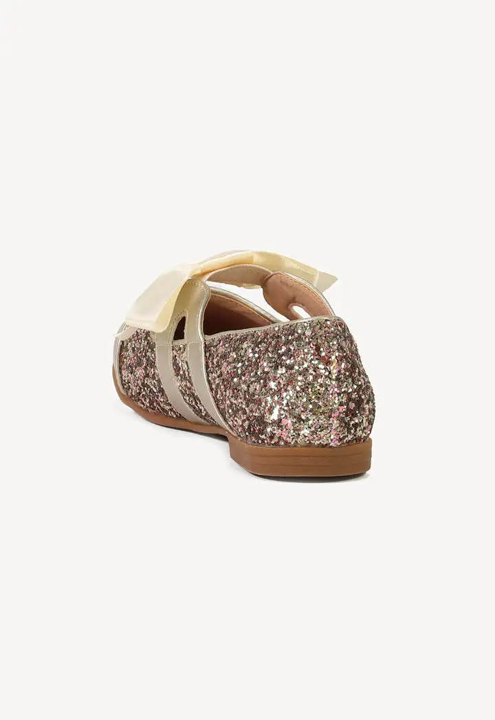 Glittery Embellished With Satin Ribbon Shoes