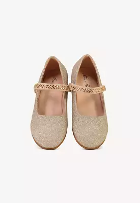 Glittery Flat Shoes With Strass Strap