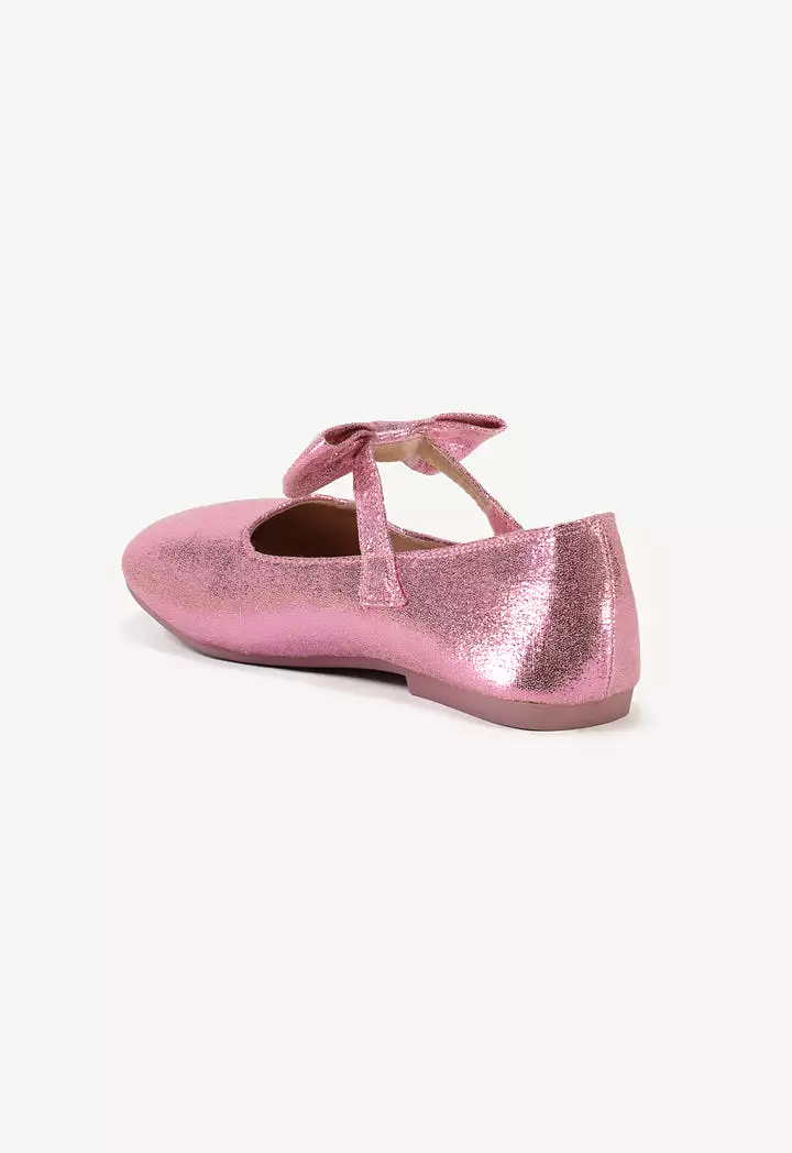 Glittery Ribbon Details Flat Shoes