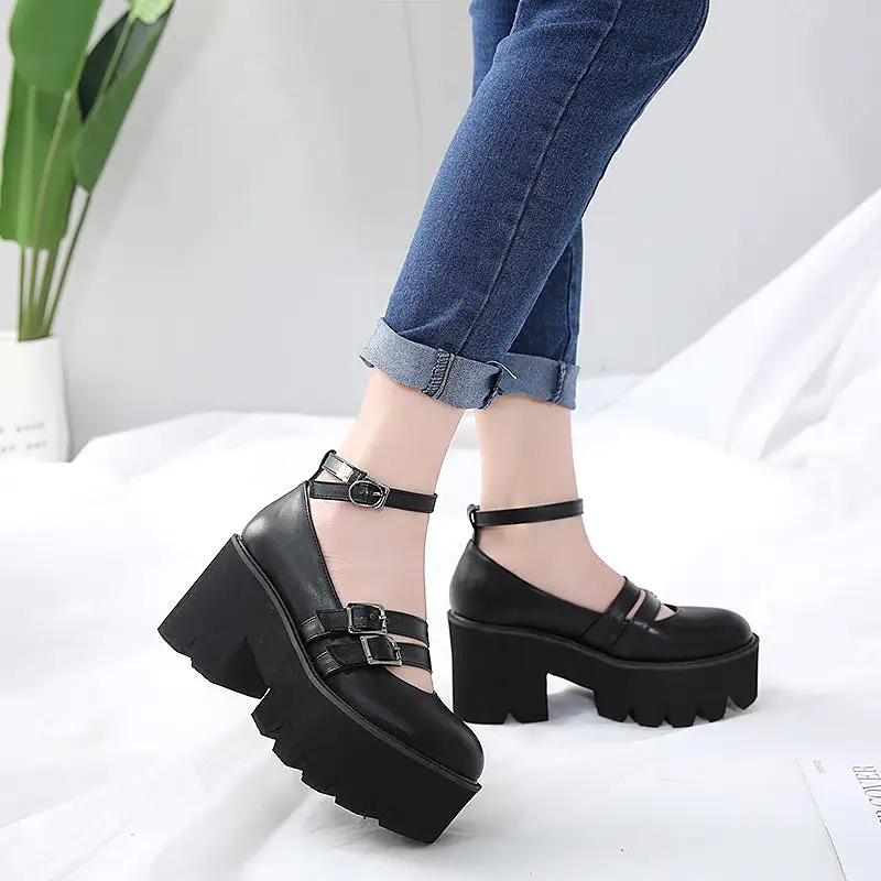 Harajuku Black Strap Shoes AD11913