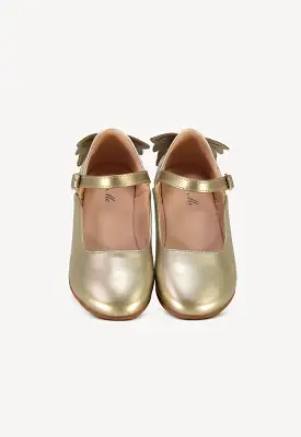 Heel Cap Butterfly Shiny Flat Shoes