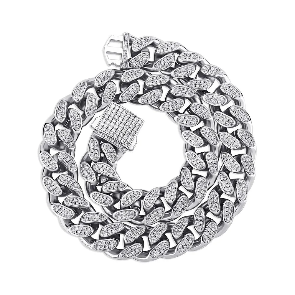 Iced Out Cubic Zirconia Hip Hop Jewelry Men's Heavy Cuban Link Necklace