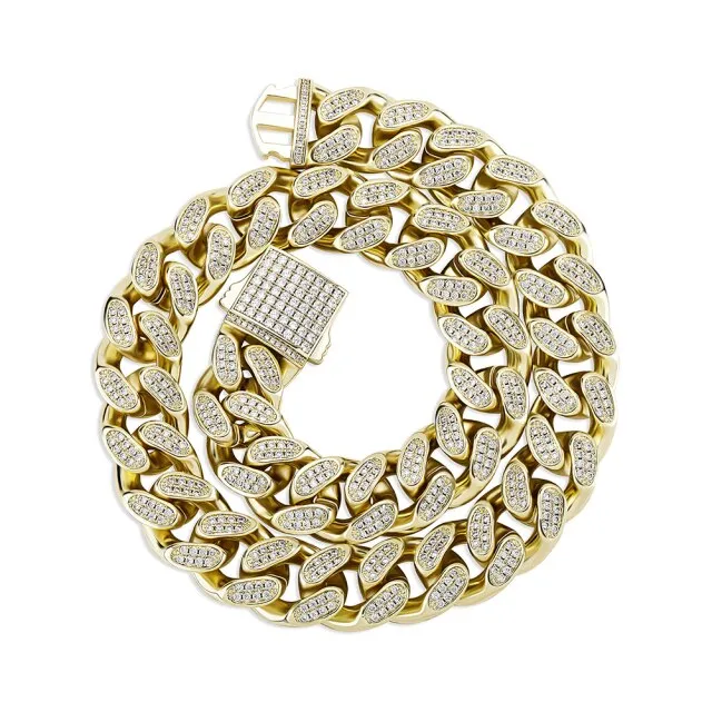 Iced Out Cubic Zirconia Hip Hop Jewelry Men's Heavy Cuban Link Necklace