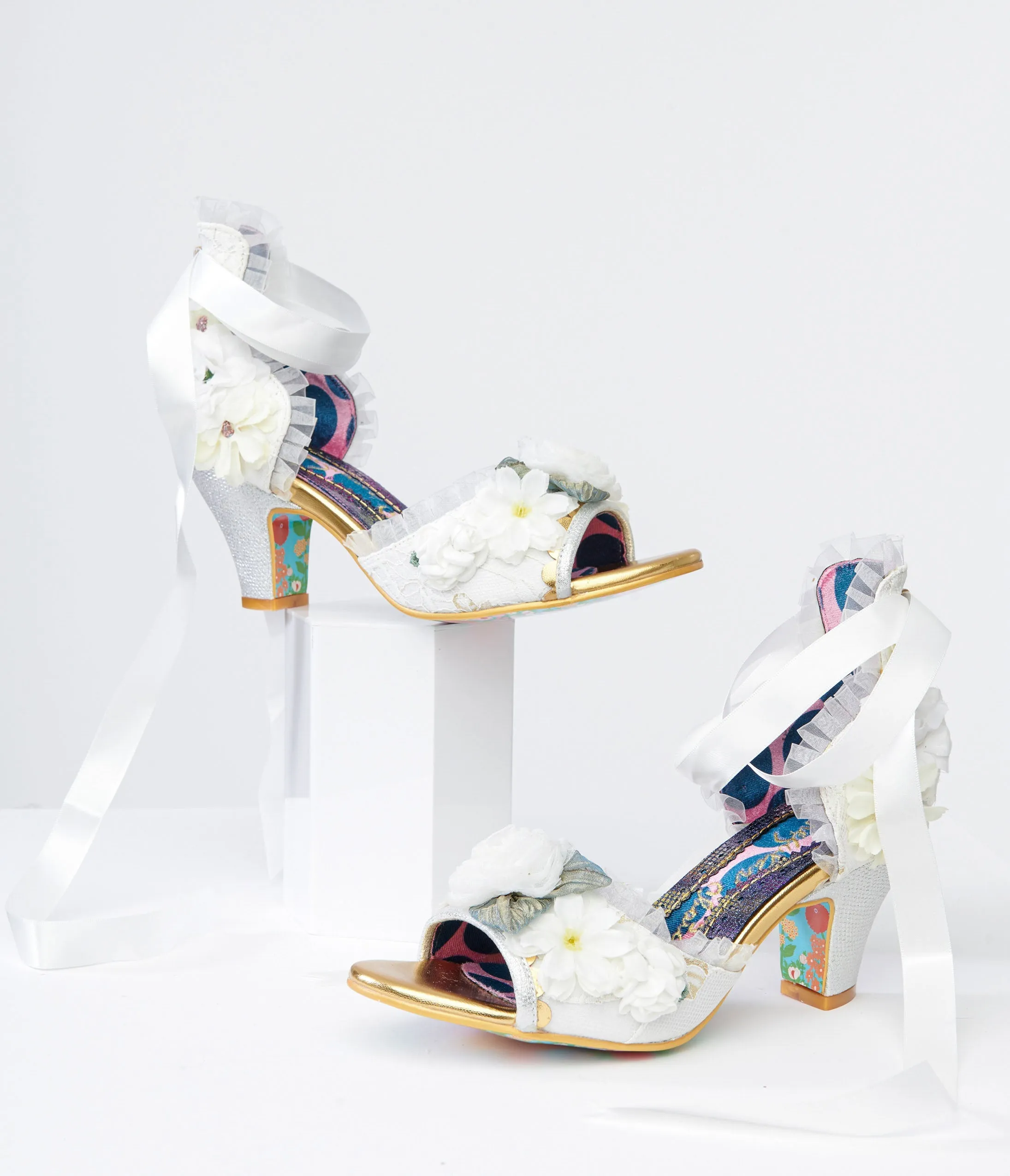 Irregular Choice White Flower Sandal Pump