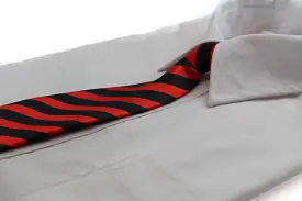 Kids Boys Red & Black Patterned Elastic Neck Tie - Diagonal Stripe