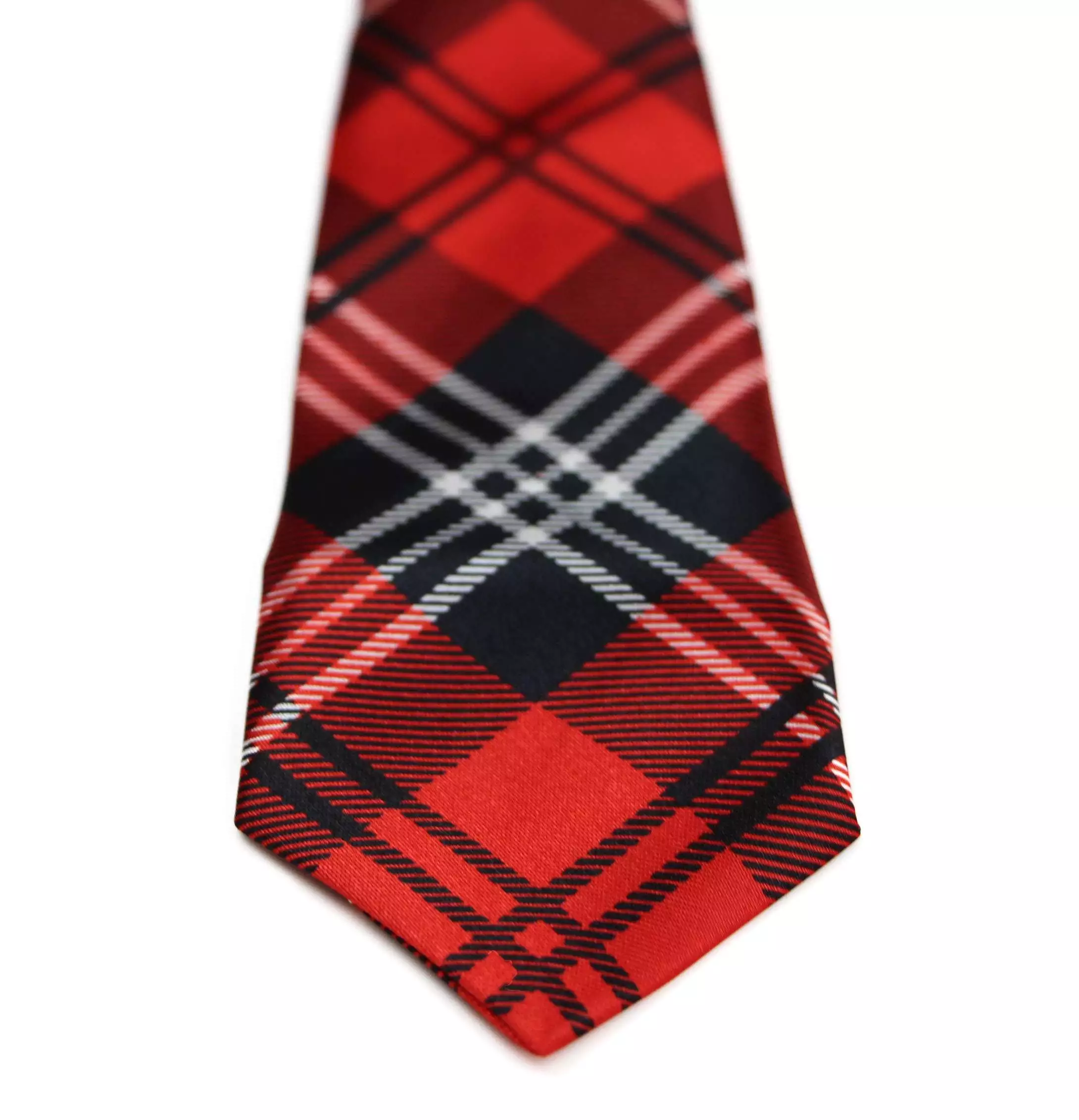 Kids Boys Red Patterned Elastic Neck Tie - Criss Cross Red