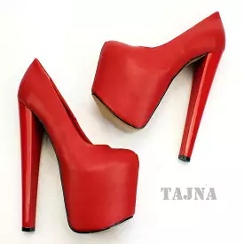 Matte Red High Heel Platform Shoes