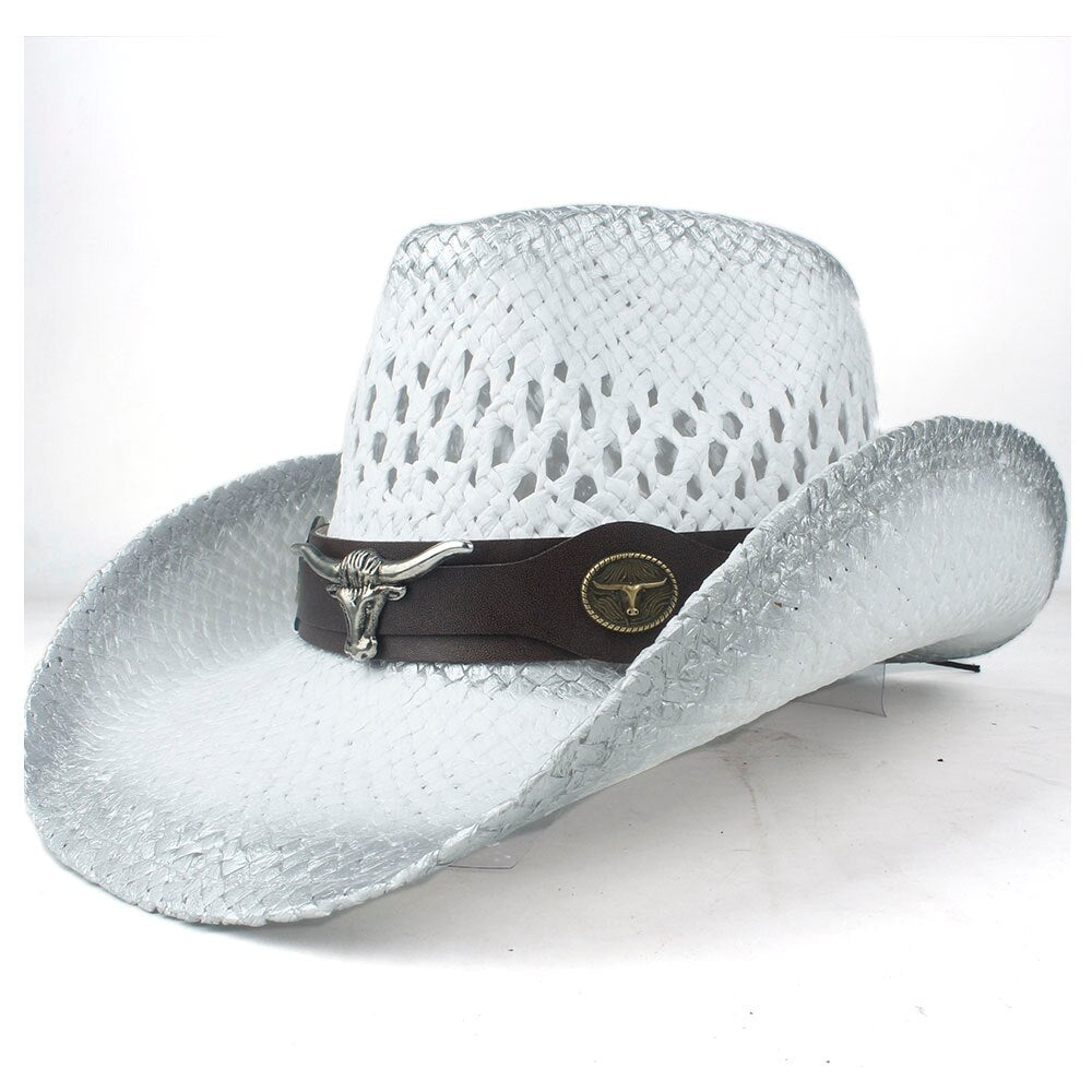 Men Women Straw Western Cowboy Hat Summer Wide Brim Hat Outdoor Sombrero Hombre Cowgirl Hat