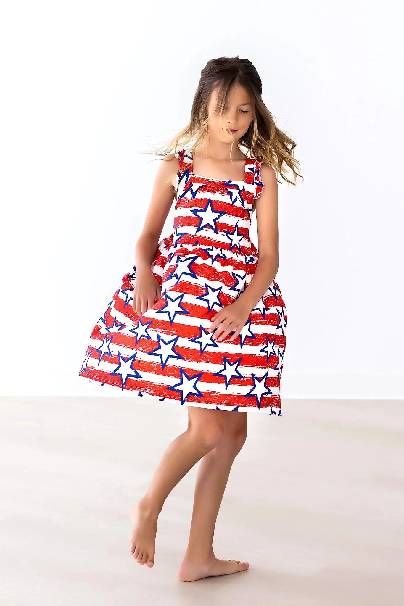 Mila & Rose - Stars & Stripes Ruffle Cross Back Dress