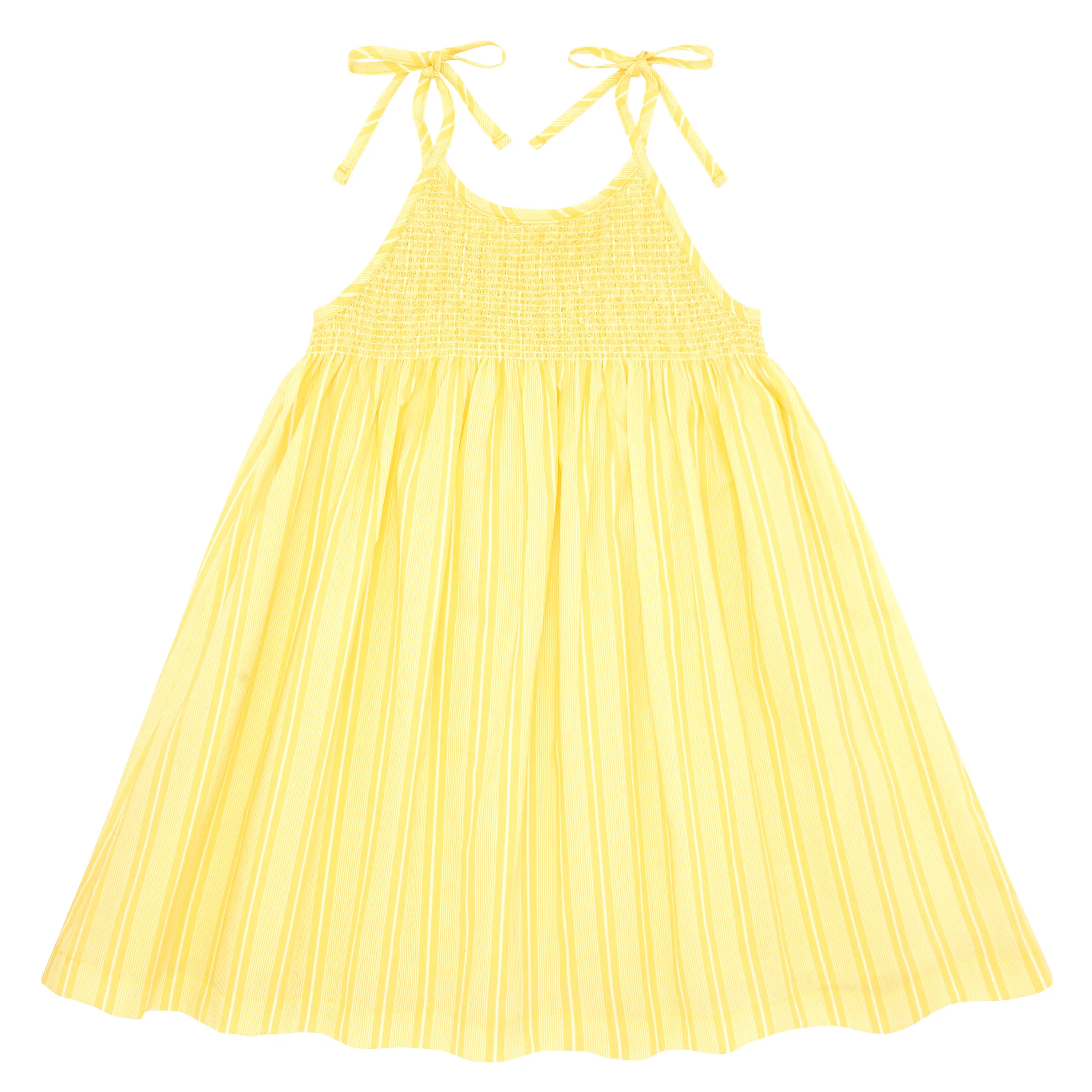 Minnow - Pineapple Stripe Smocked Dress With Shoulder Ties