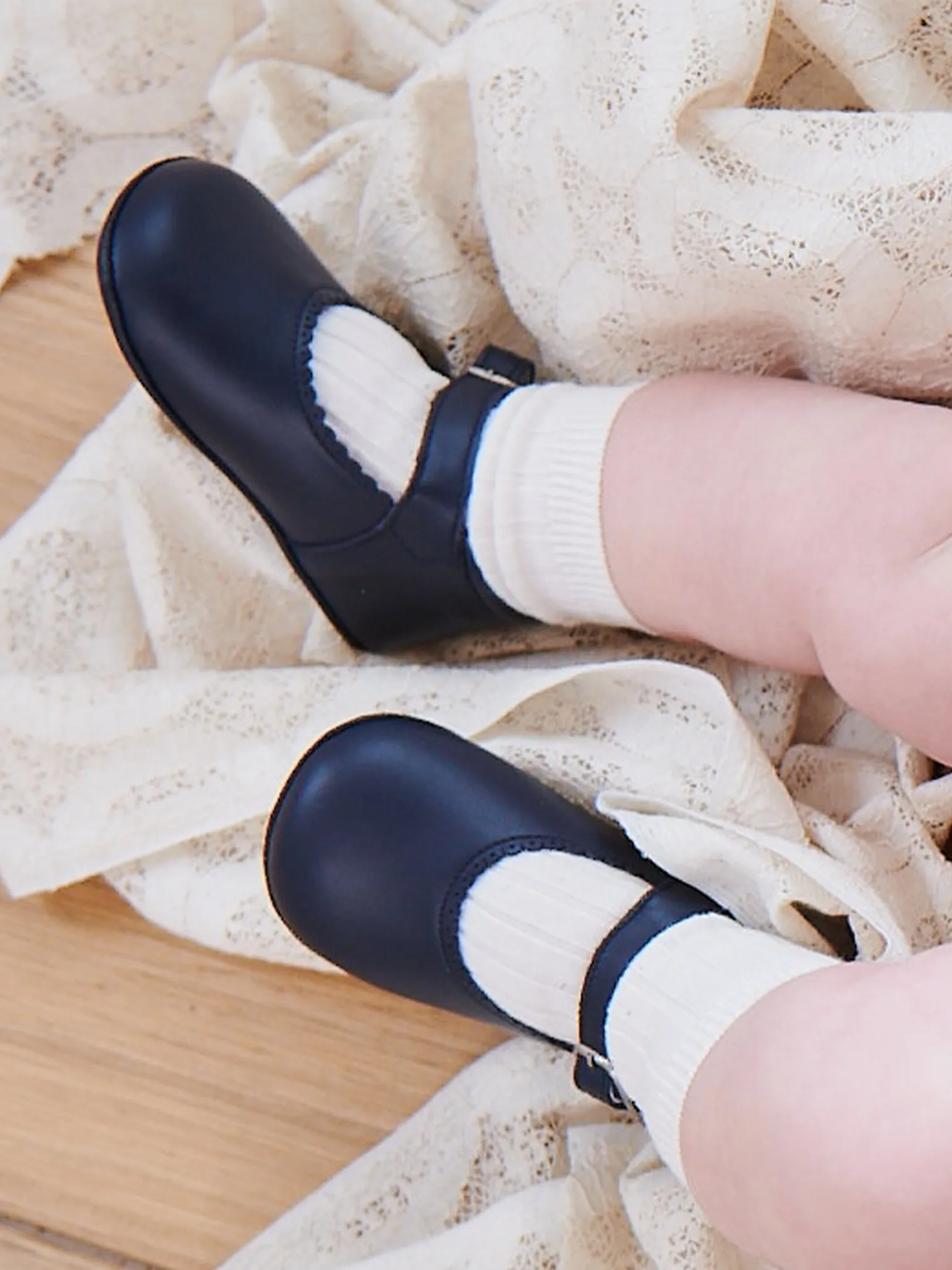 Navy Leather Baby Mary Jane Shoes